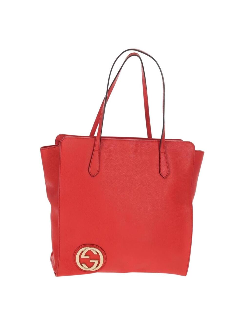 Gucci Interlocking Tote Bag Leather Red #359442G65B